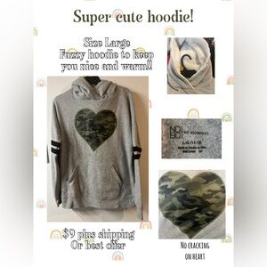 No Boundaries Gray Hoodie with Camouflage Heart